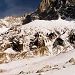 Les Drus avec la cascade de glace du Torrent des Drus
