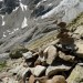 Cairn et Glacier Blanc derri�re, randonn�e dans les Alpes