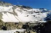 Glacier de Maniportet (� gauche) depuis les lacs Bleus sous le N�ouvielle