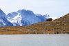 Refuge du Gol�on devant la Meije et le lac