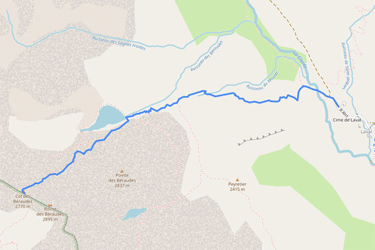 Tracé gps du col des Béraudes Trace gps col des Béraudes