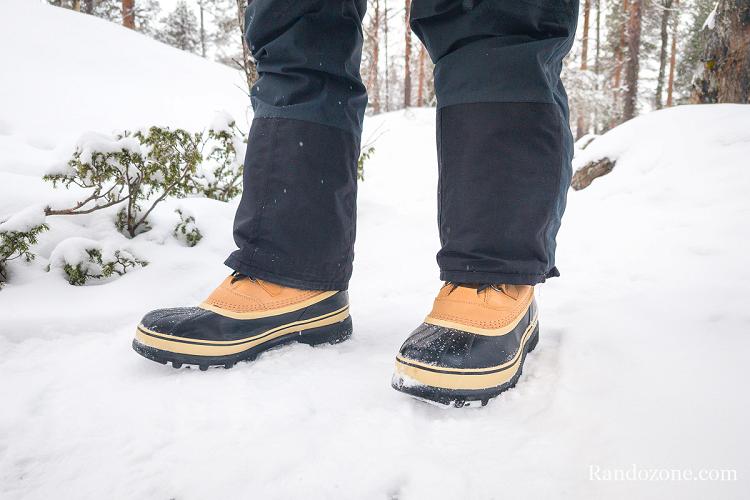 Bottes de neige Sorel Caribou  pour homme lors d'une randonne en Laponie