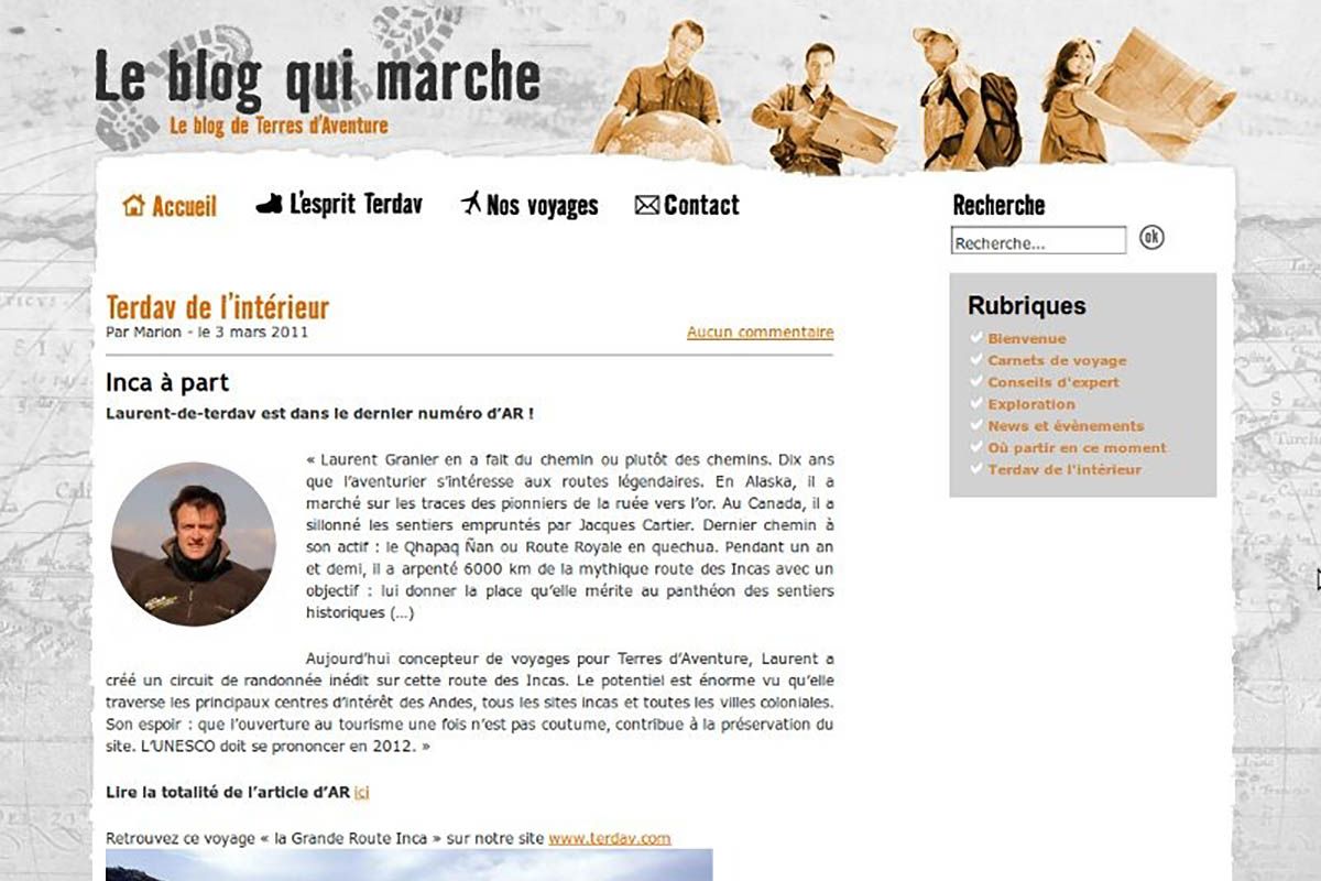 Le blog qui marche de Terres dAventure
