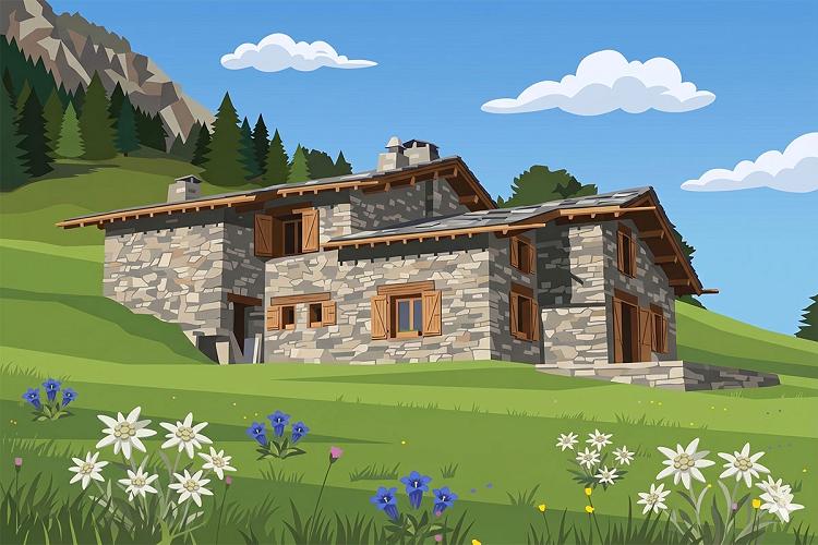 Représentation du refuge de l'Aiguille Doran