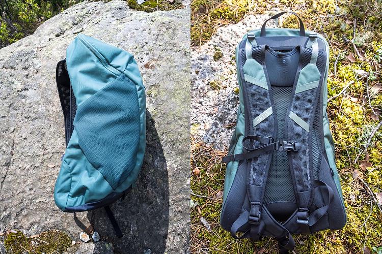 Osprey Hikelite 16 : Profil avec poche ext?rieure de chaque c?t? et bretelles simples mais confortables