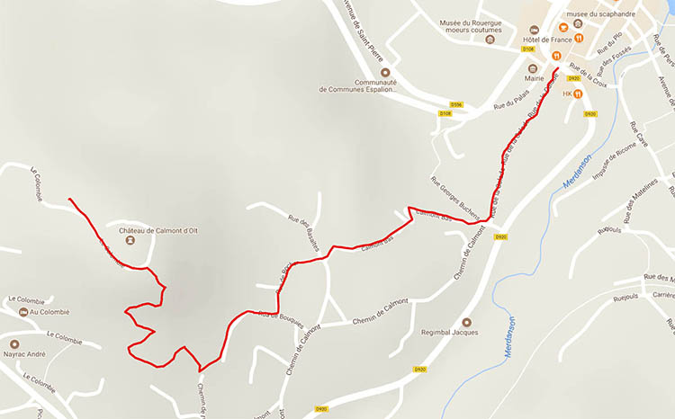 Topo GPS du château de Calmont d'Olt