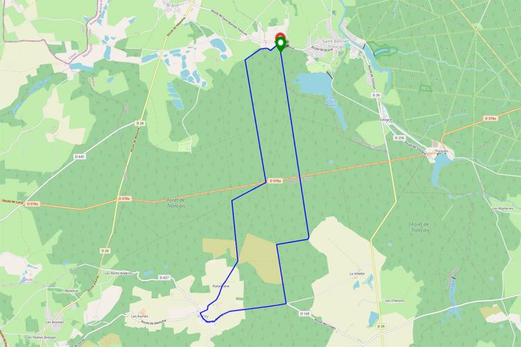Boucle St Bonnet de Troncais - Vitray - 15km