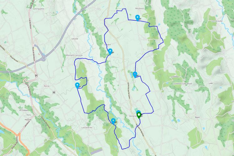 Trace gps Sévignacq : sentiers des vieux moulins (grande boucle n°17) Sévignacq : sentiers des vieux moulins (grande boucle n°17)