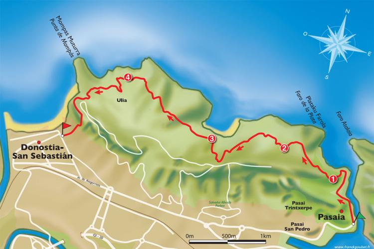 Trace gps Le sentier du littoral de Pasaia à Donostia Le sentier du littoral de Pasaia à Donostia