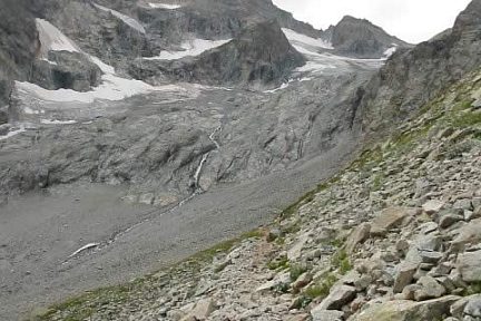 Arrivée sur le pied du Glacier de la Gaudolière
