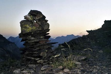 Cairn sur le col de Boucharo, Août 2000