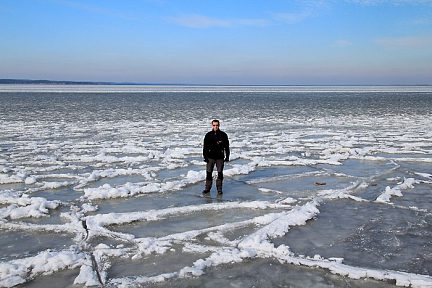 Sur la glace du lac d'Hourtin