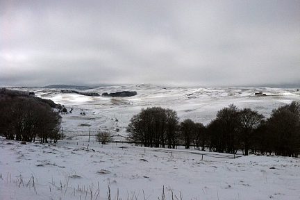 Paysage d'Aubrac enneigé et sublimement froid