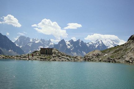 Lac Blanc, vue sur les Grandes Jorasses et le Mont Blanc
