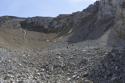 Refuge Gramusset - Col Vert : passage dans un pierrier
