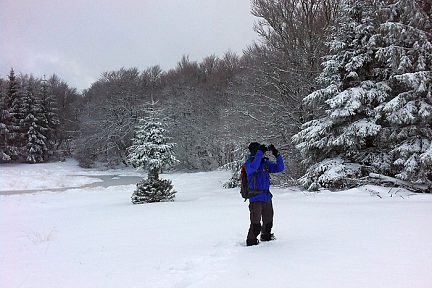 Randonnée sur l'Aubrac dans la neige