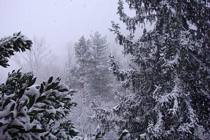 Paysage d'Aveyron sous la neige d'hiver