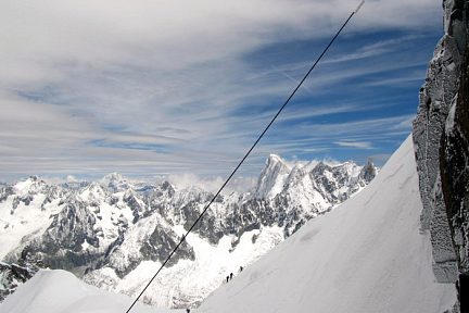 Alpinistes montant à l'Aiguille du Midi, Mont Blanc