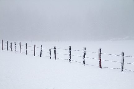 Neige et brouillard en Aveyron