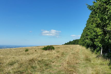 On longe la forêt avec vue sur la vallée