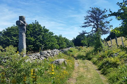 Croix en pierre sur le chemin