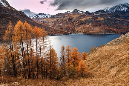 Couleurs automnales au lac du Chevril, Tignes