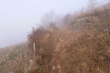 Le sentier qui monte entre les murets