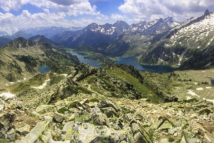 Pic de Madamète, vue sur les lacs d'Aubert et d'Aumar