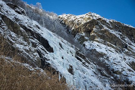 Cascade de glace sur le côté droit de la route