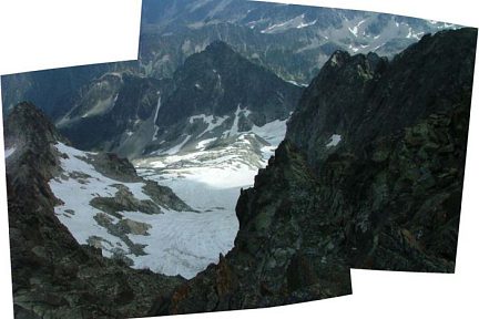 Vue depuis le pic sur le glacier