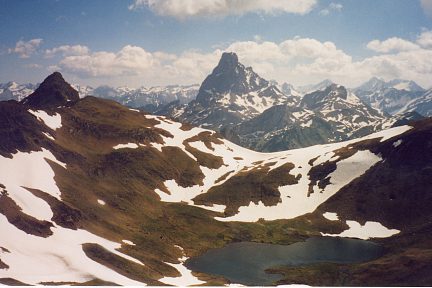 Pics des Moines, du Midi d'Ossau et du Balaïtous depuis Belonseiche