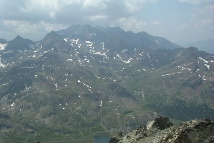 Pics d'Enfer et lac de Campo Plano depuis le Gavizo-Cristail