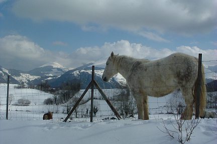 Vers la crête de Saubajot, le plateau du Bénou enneigé