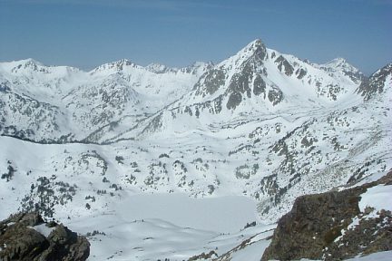 Pic du Midi de Bigorre, pic de Bastan et lac Supérieur depuis Pichaley