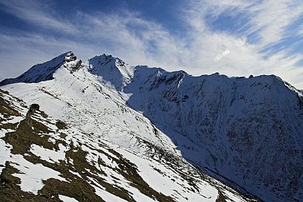 Pic de Létious et Cumiadères, vus de la cabane de Bachebirou