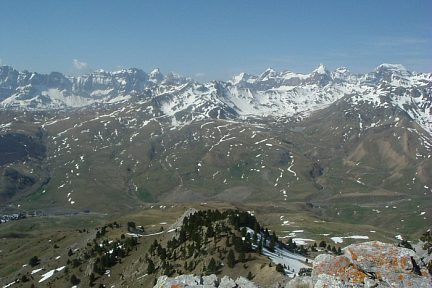 O Forato Sud (2106 m) : vue sur la Partacua, la Pala de Ip et la Collarada