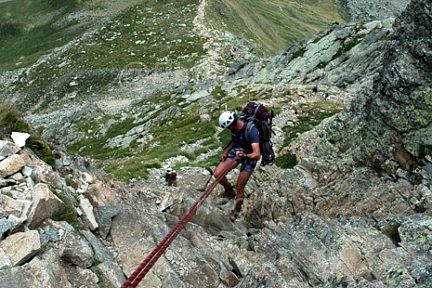 Ossau, descente en rappel