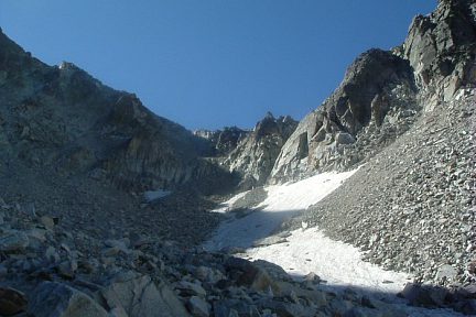 Éboulis de granit sur le versant Nord du coll d'Abellers