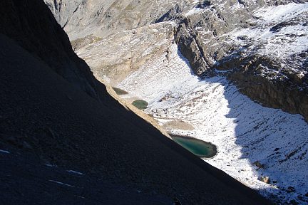 Lacs du Plaa Ségouné vus depuis le col de l'Amoulat