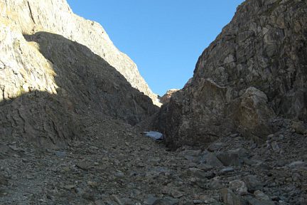 Entrée de la Canal Fonda, voie normale du pico Posets (2650 m)