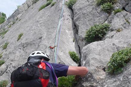 Voie d'escalade Croisière des Schtroumpfs à la Pène d'Udapet