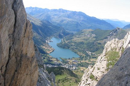 Passage aérien depuis la brèche de la Pena Foratata
