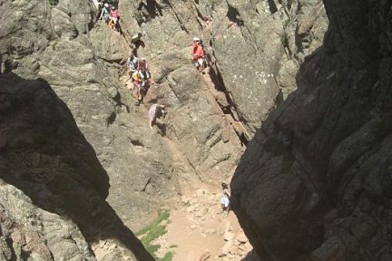 Vue depuis le trou de la Bombe sur le passage d'accès