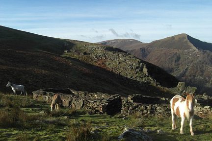 Bergeries en ruine, col d'Iparla, versant Nord-Ouest