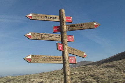 Panneaux de direction au pied du Mendizar
