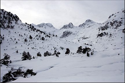 Paysage blanc au refuge du Marcadau