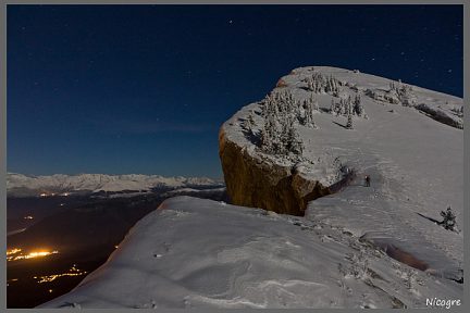 Pic Saint-Michel sous la pleine lune, 4h du matin