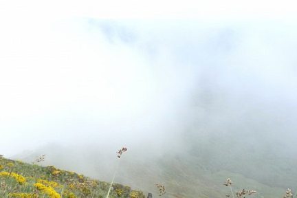 Au sommet du Puy Mary par temps brumeux 
