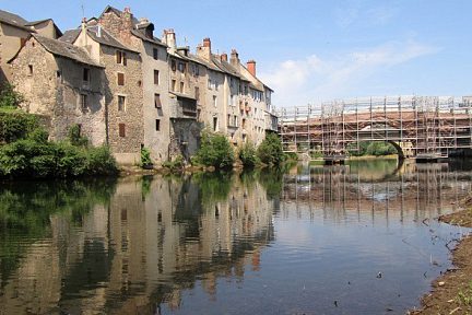 Le Pont Vieux d'Espalion en travaux