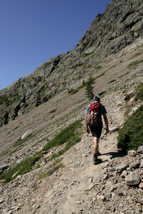 Dans la monte en direction du Lac de l'Eychauda